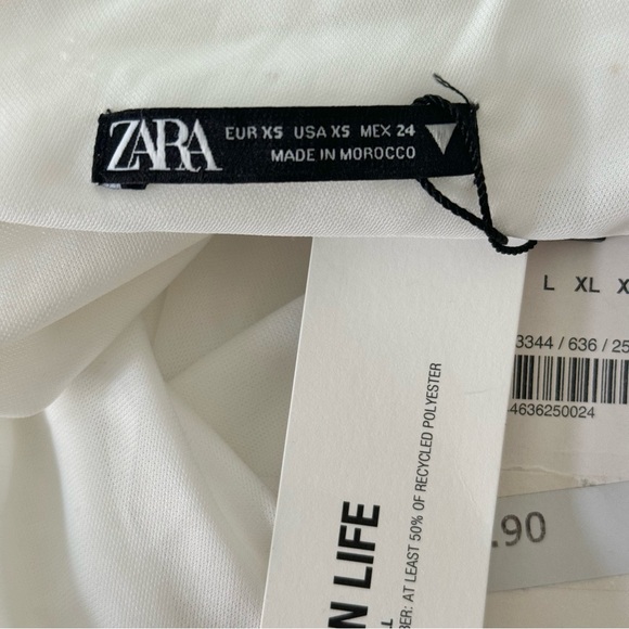 NEW | ZARA STRAPLESS MESH CORSET RUCHED MARBLED TIE DYE PASTEL BOHO MIDI DRESS - Picture 10 of 10